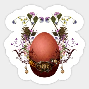 Wonderful steampunk  easter egg with flowers Sticker